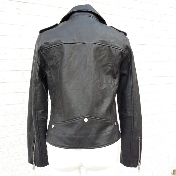 NEW 7 FOR ALL MANKIND BLACK 100% LEATHER BIKER NWT - Picture 7 of 10
